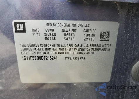 2013 Chevrolet Malibu Eco Premium Audio from USA, damaged, VIN 1G11F5SR0DF215241